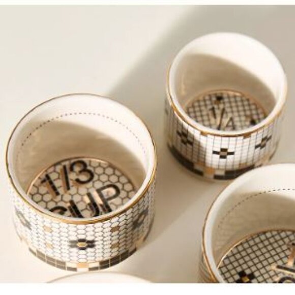 Bistro Tile Stoneware Measuring Cups, 2 of the Set of 4 – 1/4 and 1/3 cups only - Picture 1 of 5